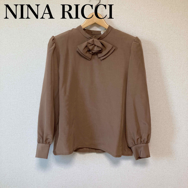 NINA RICCI(ニナリッチ)のNINA RICCI 長袖リボンブラウス　90年代　ヴィンテージ　ブラウン レディースのトップス(シャツ/ブラウス(長袖/七分))の商品写真