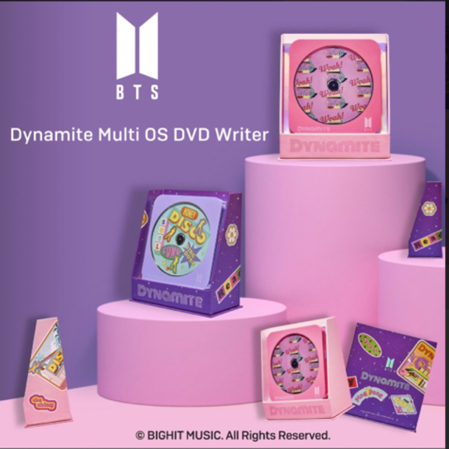 防弾少年団(BTS)(ボウダンショウネンダン)のDynamite Multi OS DVD Writer ピンク エンタメ/ホビーのCD(K-POP/アジア)の商品写真