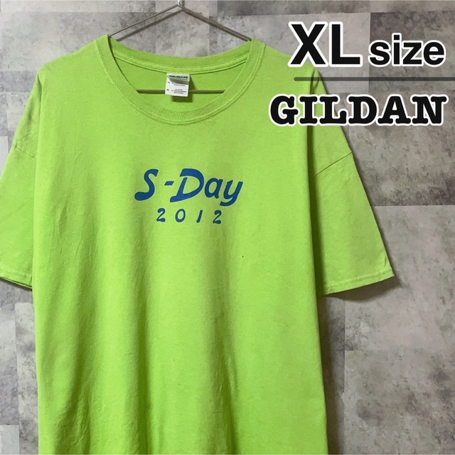 GILDAN(ギルタン)のGILDAN ギルダン　Tシャツ　XLサイズ　ライトグリーン　黄緑　USA古着 メンズのトップス(Tシャツ/カットソー(半袖/袖なし))の商品写真