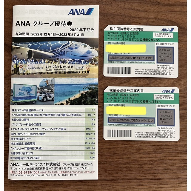 ANA(全日本空輸)(エーエヌエー(ゼンニッポンクウユ))のＡＮＡ 株主優待券 2枚 全日本空輸 全日空 チケットの優待券/割引券(その他)の商品写真