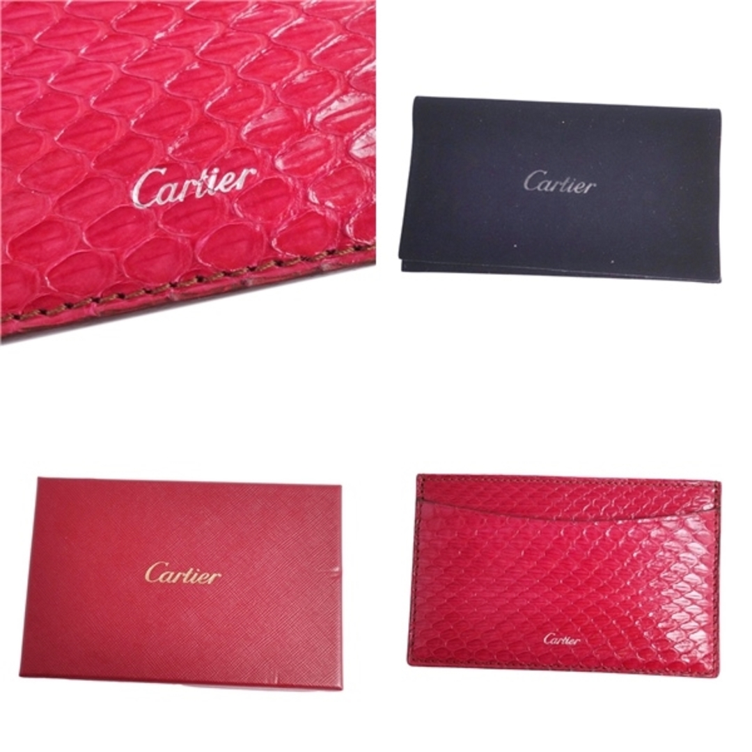 Cartier(カルティエ)の美品 カルティエ Cartier カードケース 名刺入れ パスケース パイソンレザー 本革 ヘビ革 レディース ピンク レディースのファッション小物(その他)の商品写真