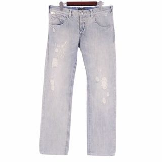 アルマーニジーンズ(ARMANI JEANS)の美品 アルマーニジーンズ ARMANI JEANS パンツ デニムパンツ コットン ダメージ加工 ボトムス メンズ 32 インディゴブルー(デニム/ジーンズ)