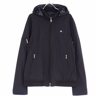 バーバリーブラックレーベル(BURBERRY BLACK LABEL)の美品 バーバリー ブラックレーベル BURBERRY BLACK LABEL ジャケット ブルゾン フード付き ジップアップ ナイロン アウター メンズ L ブラック(その他)