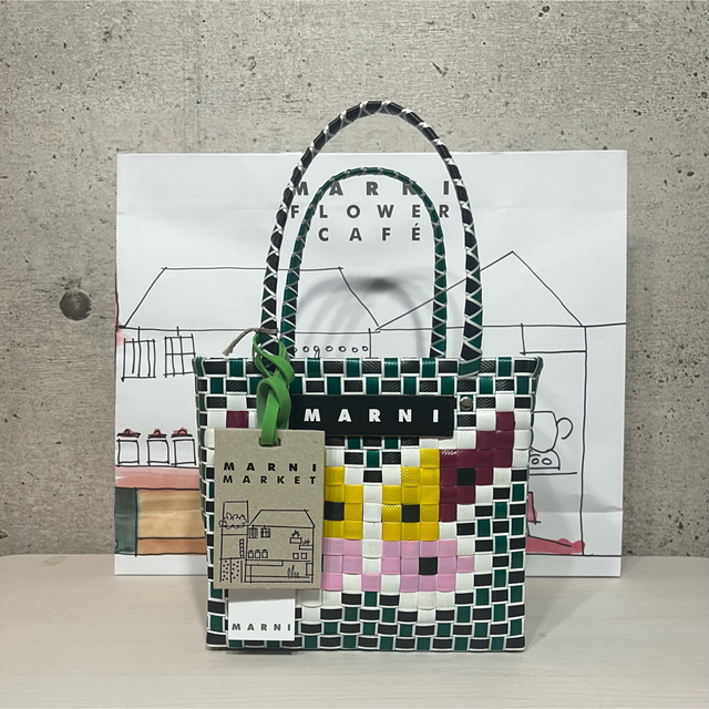 新品 MARNI マルニ ピクニックバッグ カゴバック バタフライ グリーン
