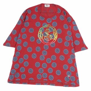 ヴィヴィアンウエストウッド(Vivienne Westwood)の美品 ヴィヴィアンウエストウッドマン Vivienne Westwood MAN Tシャツ カットソー 総柄 オーバーシルエット トップス メンズ F(M~L相当) レッド/グレー(Tシャツ/カットソー(半袖/袖なし))
