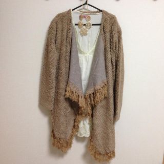 フラワー(flower)のflower!新品！フリンジ付きガウン(カーディガン)