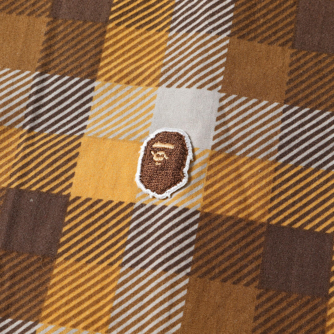 【A bathing ape】Bape サイズM チェック ポロシャツ ブラウン