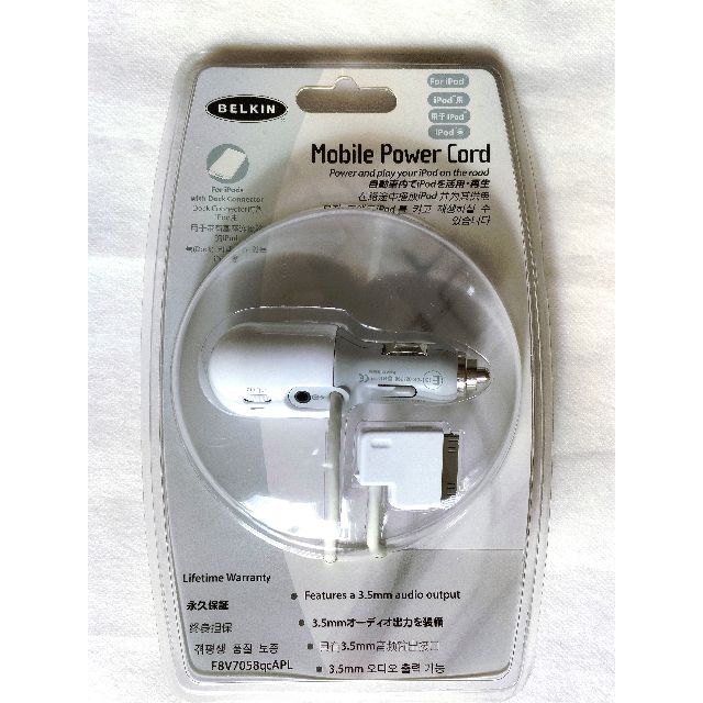 【新品・便利】BELKIN Mobile Power Cord for iPod 自動車/バイクの自動車(車内アクセサリ)の商品写真