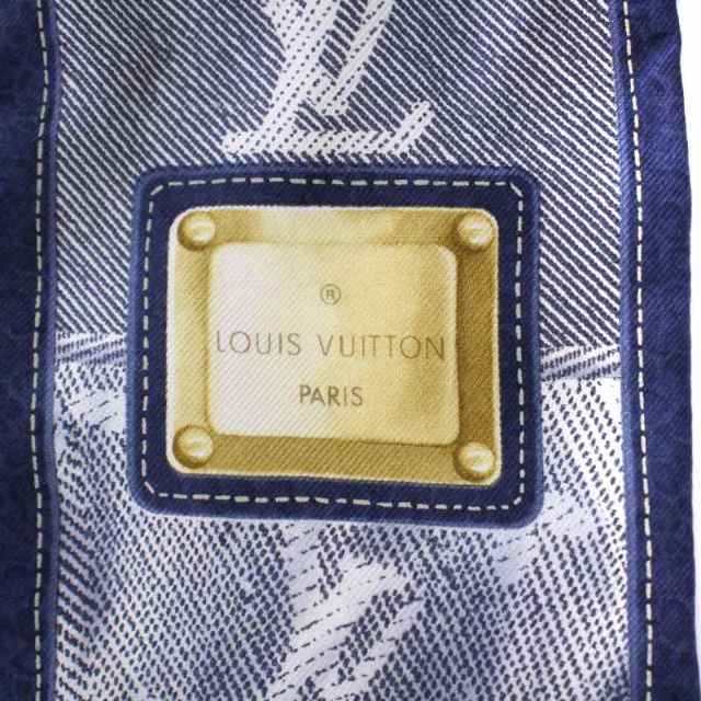 LOUIS VUITTON(ルイヴィトン)のルイヴィトン バンドー デニム ツイリー スカーフ モノグラム 総柄 シルク 青 レディースのファッション小物(バンダナ/スカーフ)の商品写真