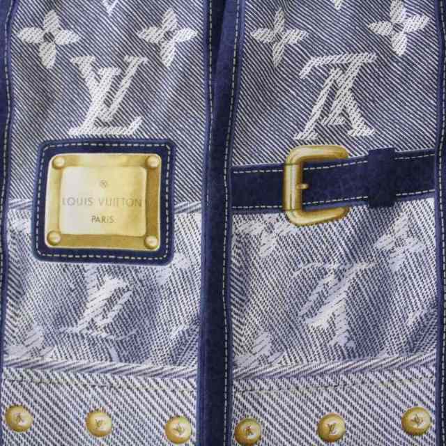 LOUIS VUITTON(ルイヴィトン)のルイヴィトン バンドー デニム ツイリー スカーフ モノグラム 総柄 シルク 青 レディースのファッション小物(バンダナ/スカーフ)の商品写真