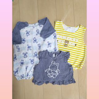 パジャマ　子ども服　80　70　チェック　半袖　まとめ売り　エプロン　スモッグ(ロンパース)