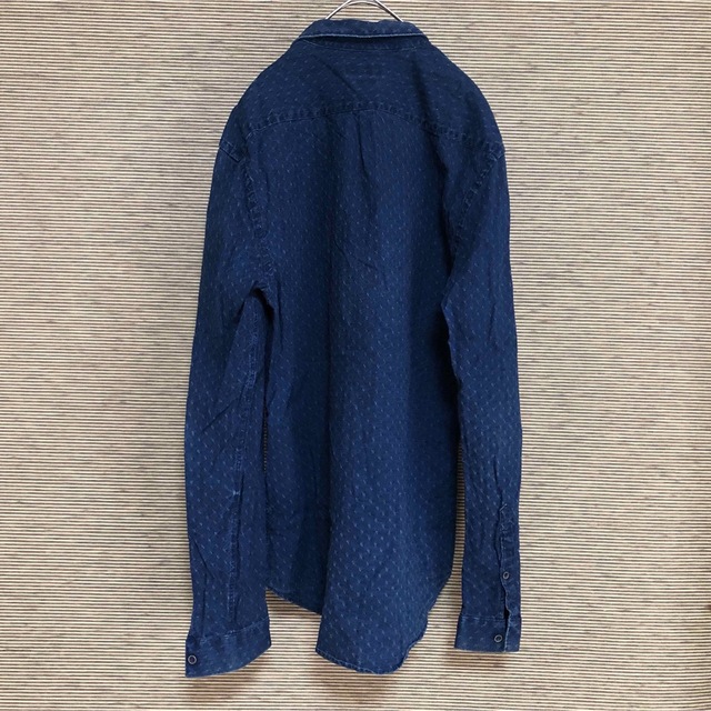 ZARA(ザラ)の【ザラマン】長袖シャツ　インディゴブルー　総柄　幾何学ヘリンボーン16 メンズのトップス(シャツ)の商品写真