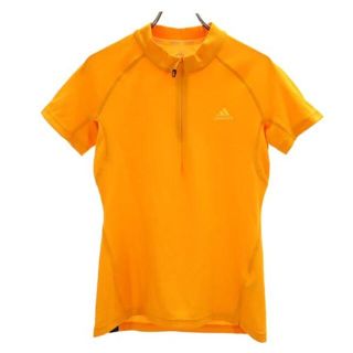 アディダス(adidas)のアディダス スポーツ ハーフジップ ロゴ 半袖 ウェア M オレンジ系 adidas レディース 【中古】  【230513】 メール便可(その他)