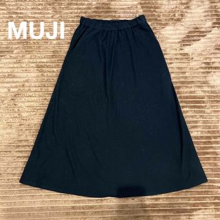 ムジルシリョウヒン(MUJI (無印良品))のMUJI 無印良品  ストレッチ 起毛 フレアースカート 黒(ひざ丈スカート)