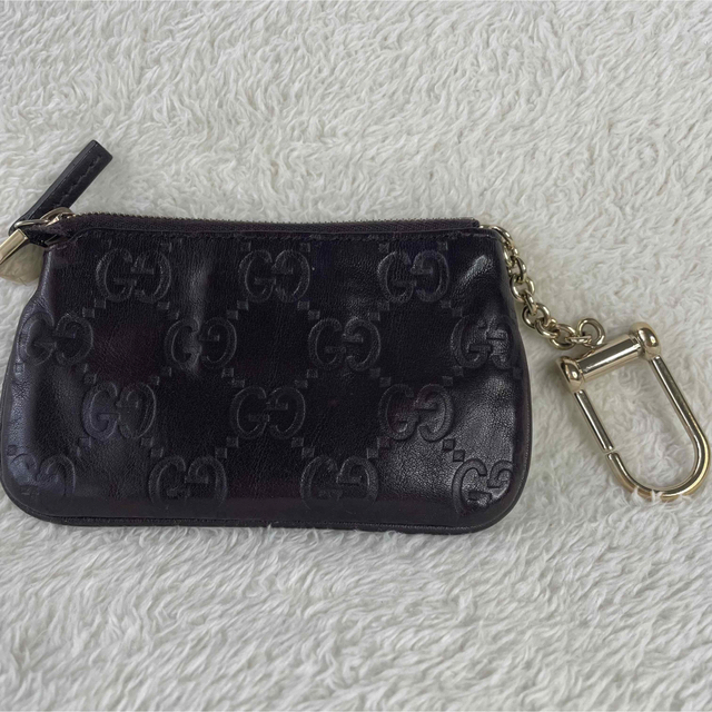 GUCCI グッチ コインケース キルティング 丸型 レッド キーリング 店頭