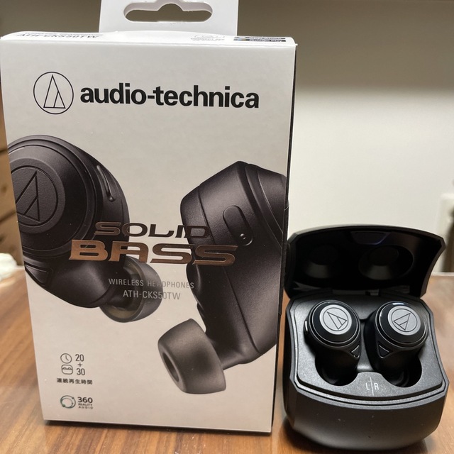 有防滴防水機能audio-technica ワイヤレスイヤホン ブラック ATH-CKS50T