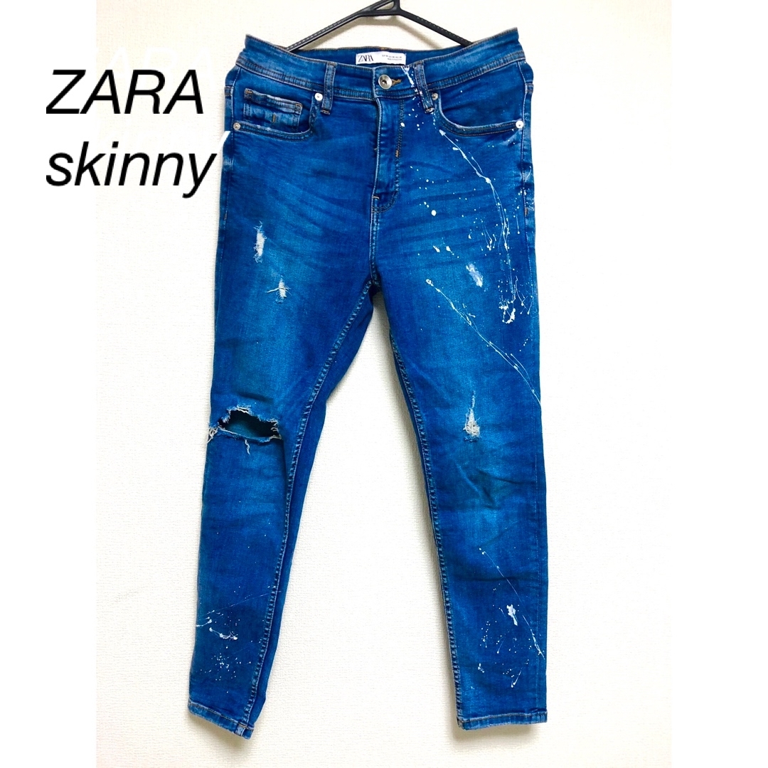 【新品タグ付】ZARA ザラ ダメージ加工 スキニーデニム メンズ 44 ①