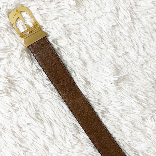 GUCCI グッチ レザー バックルベルト インターロッキング ゴールド金具 黒
