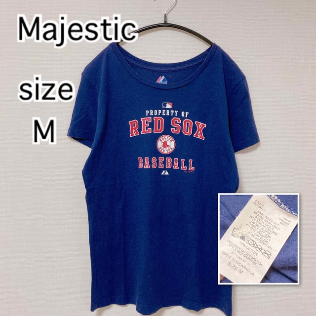 Majestic(マジェスティック)のMLB マジェスティック　レッドソックス　Tシャツ ネイビー　M レディースのトップス(Tシャツ(半袖/袖なし))の商品写真