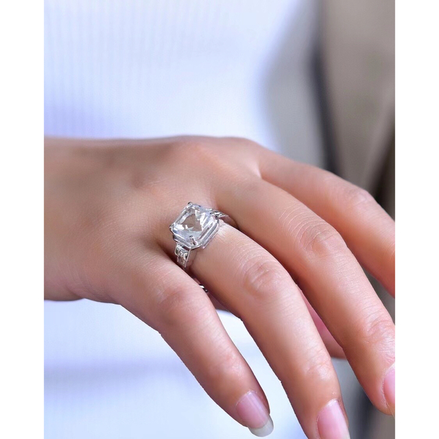 【高級】白水晶 リング s925 4.4g レディースのアクセサリー(リング(指輪))の商品写真
