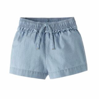 ザラキッズ(ZARA KIDS)のzara baby フリルトリムシャンブレーバミューダパンツ 80(パンツ)