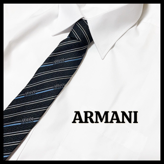 ✨美品✨ ARMANI ジョルジオアルマーニ ネクタイ シルク ストライプ ロゴ