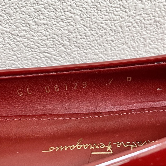 新品未使用 フェラガモ フラット パンプス ヴァラ レザー レッド 赤 7