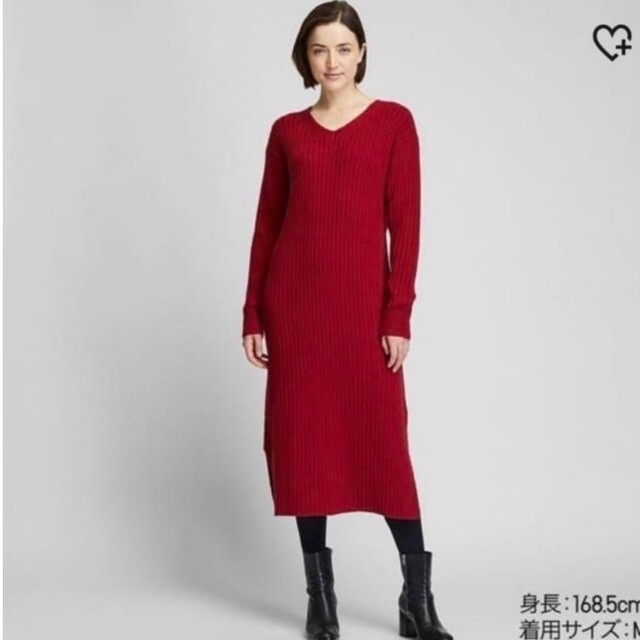 UNIQLO(ユニクロ)のユニクロ✿ワイドVネックニットロングワンピース レディースのワンピース(ロングワンピース/マキシワンピース)の商品写真