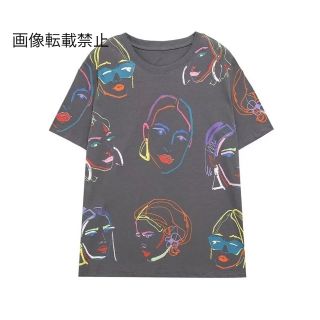 💚5月新作🦄11231◇gray ガールプリント 半袖 Tシャツ(Tシャツ(半袖/袖なし))