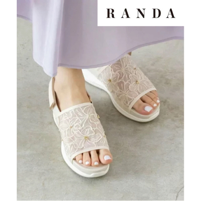 新品タグ付】RANDA♡フラワー刺繍メッシュスポーツサンダル - サンダル