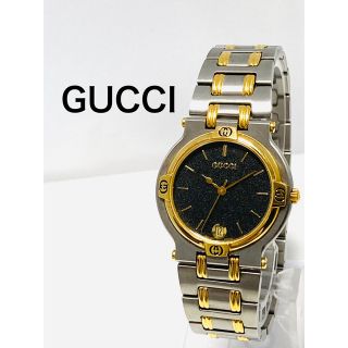 634 GUCCI グッチ時計 メンズ腕時計 ブラウン Gロゴ デイト入り 美品-