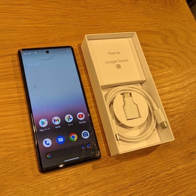 Google Pixel 6a Chalk 128GB (画面割れ) - スマートフォン本体