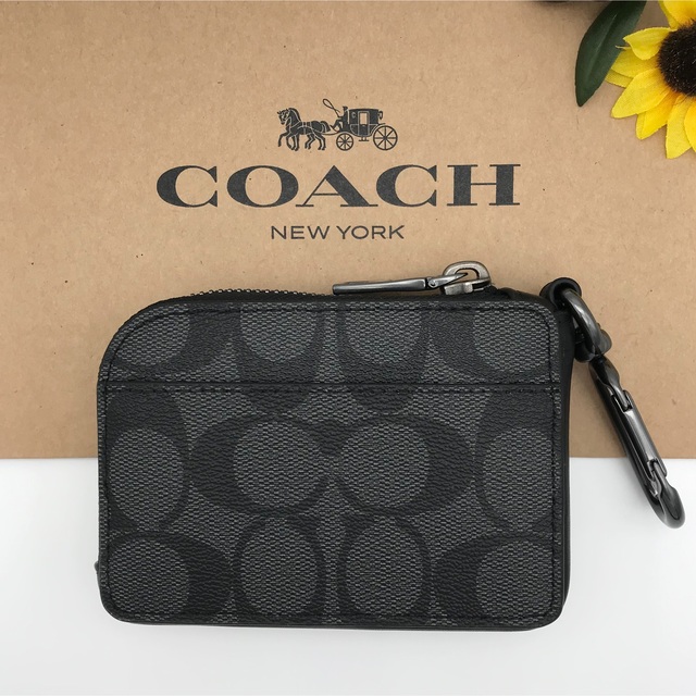 COACH ★大人気★ Lジップ キーケース シグネチャー チャコール 新品