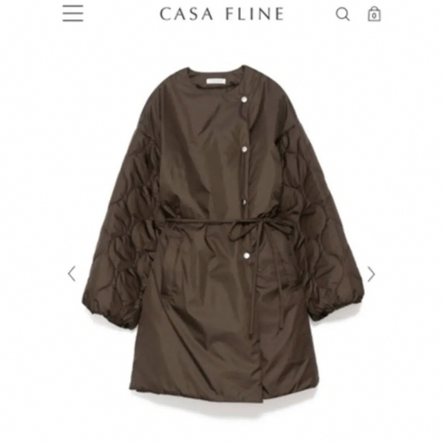 CASA FLINE 再生ポリエステル中綿コート ブラウン