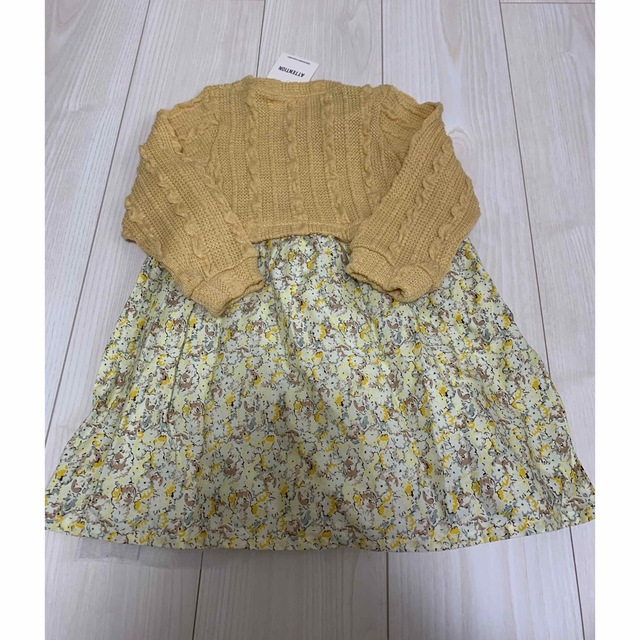 Biquette(ビケット)のキムラタン 花柄 ニットワンピース 90cm キッズ/ベビー/マタニティのキッズ服女の子用(90cm~)(ワンピース)の商品写真