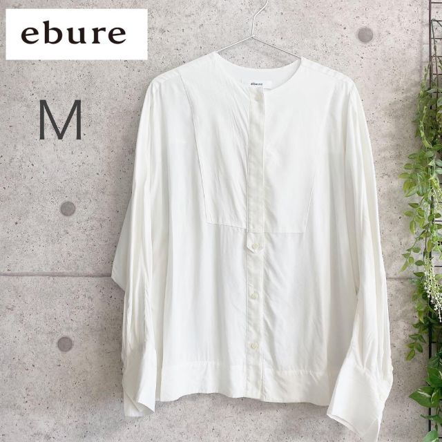 【美品】ebure ノーカラー長袖シャツブラウス Mサイズ | フリマアプリ ラクマ