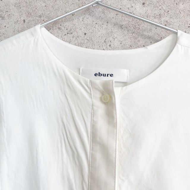 【美品】ebure ノーカラー長袖シャツブラウス Mサイズ