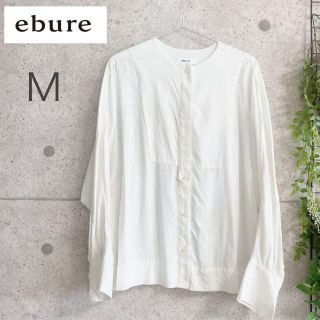 【美品】ebure ノーカラー長袖シャツブラウス Mサイズ