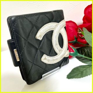 シャネル(CHANEL)のCHANEL シャネル カンボンライン ブラック ココマーク 折り財布 がま口(財布)