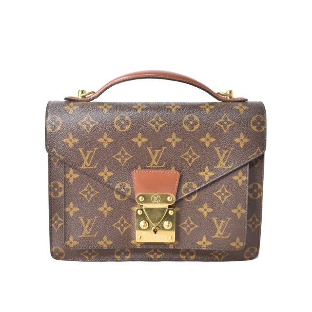 LOUIS VUITTON モノグラム モンソー ハンドバッグ M51185 茶26cmタテ