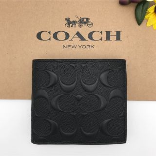 コーチ(COACH)のCOACH ★大人気★ コインウォレット シグネチャー レザー ブラック 新品(折り財布)