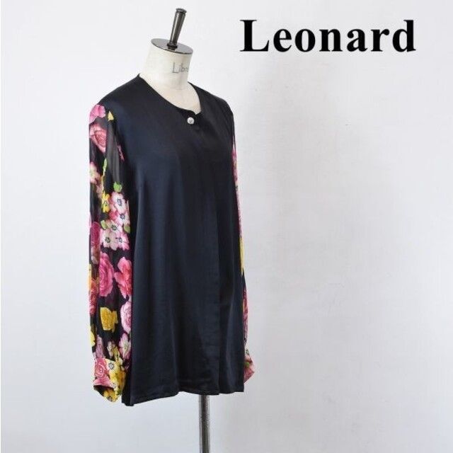 SL AN0017 高級 LEONARD レオナール 光沢生地 袖 シースルー