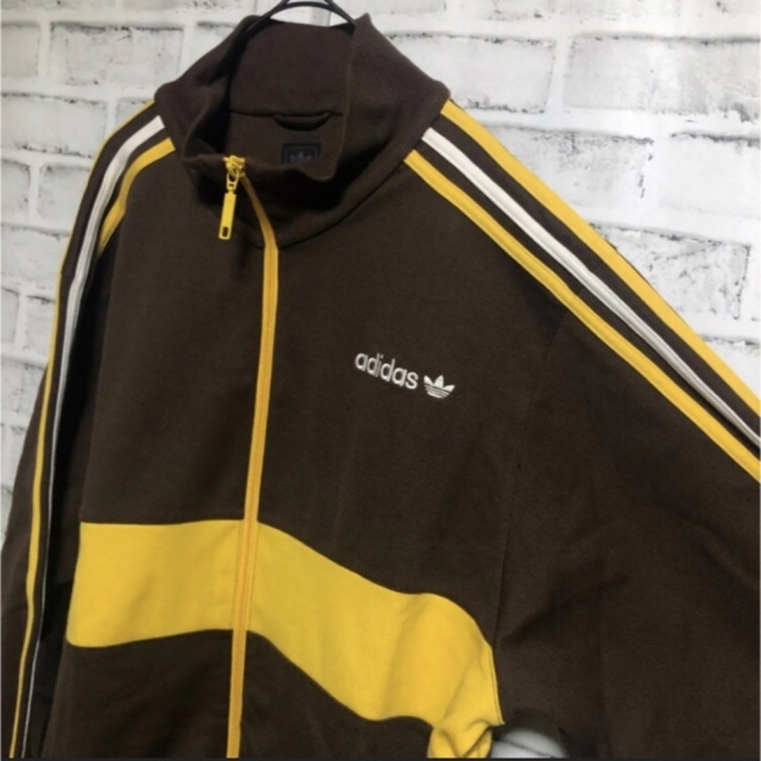 80sデサント製adidasトラックジャケット ベージュ×ブラウン在原みゆ紀