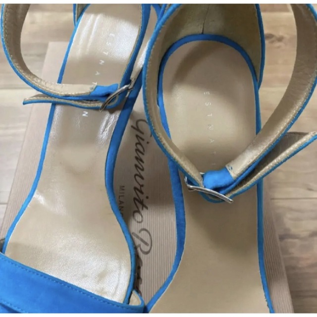 ESTNATION(エストネーション)のESTNATION アンクルストラップ サンダル 36 ターコイズブルー レディースの靴/シューズ(サンダル)の商品写真
