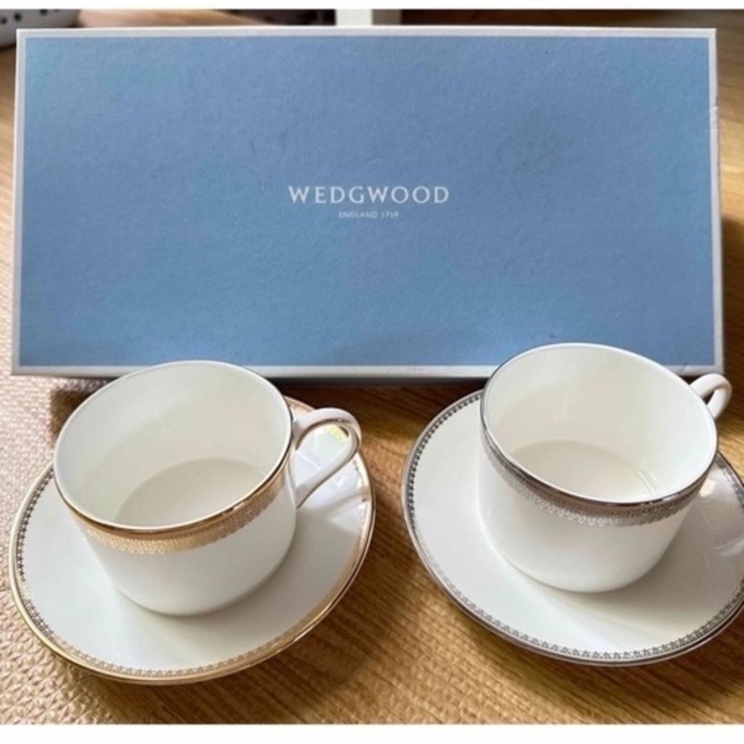 WEDGWOOD(ウェッジウッド)のWEDGWOOD vera wang プラチナセット カップ＆ソーサー インテリア/住まい/日用品のキッチン/食器(食器)の商品写真