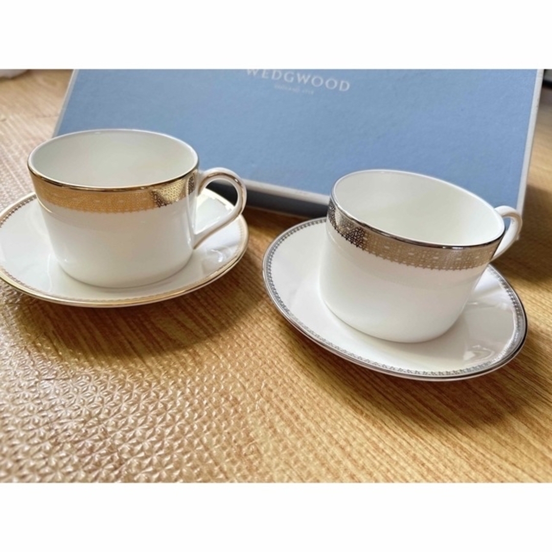 WEDGWOOD(ウェッジウッド)のWEDGWOOD vera wang プラチナセット カップ＆ソーサー インテリア/住まい/日用品のキッチン/食器(食器)の商品写真