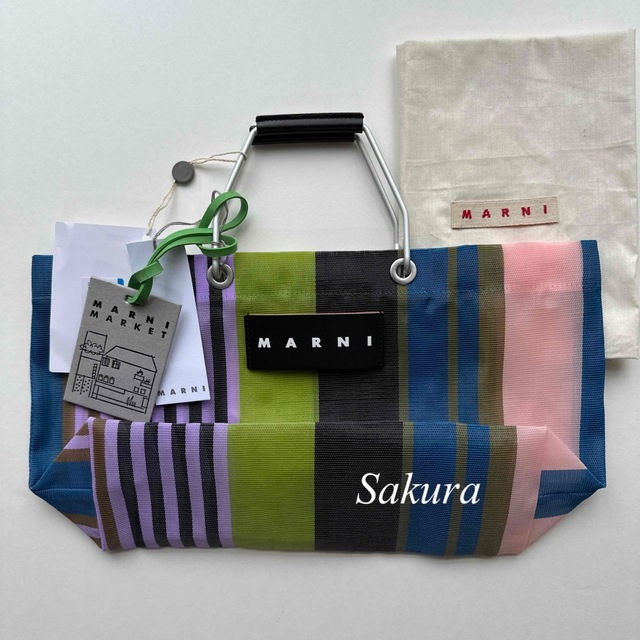 正価】Marni - マルニ ストライプバッグ ミニ トートバッグ マルチ