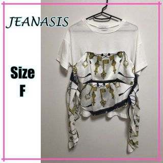 ジーナシス(JEANASIS)の【超美品☆】JEANASIS　ジーナシス　Ｔシャツ　スカーフ柄　ホワイト　白(Tシャツ(半袖/袖なし))