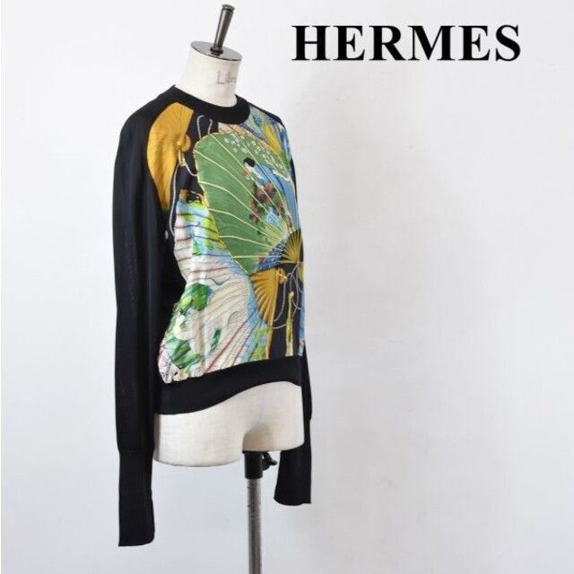 90身幅SL AN0009 超高級 HERMES エルメス シルク ニット 総柄