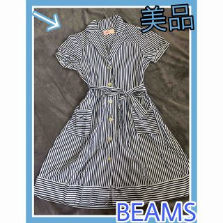 レイビームス(Ray BEAMS)の美品☆BEAMS / ビームスストライプワンピ！コンバース、ZARAすき(ひざ丈ワンピース)